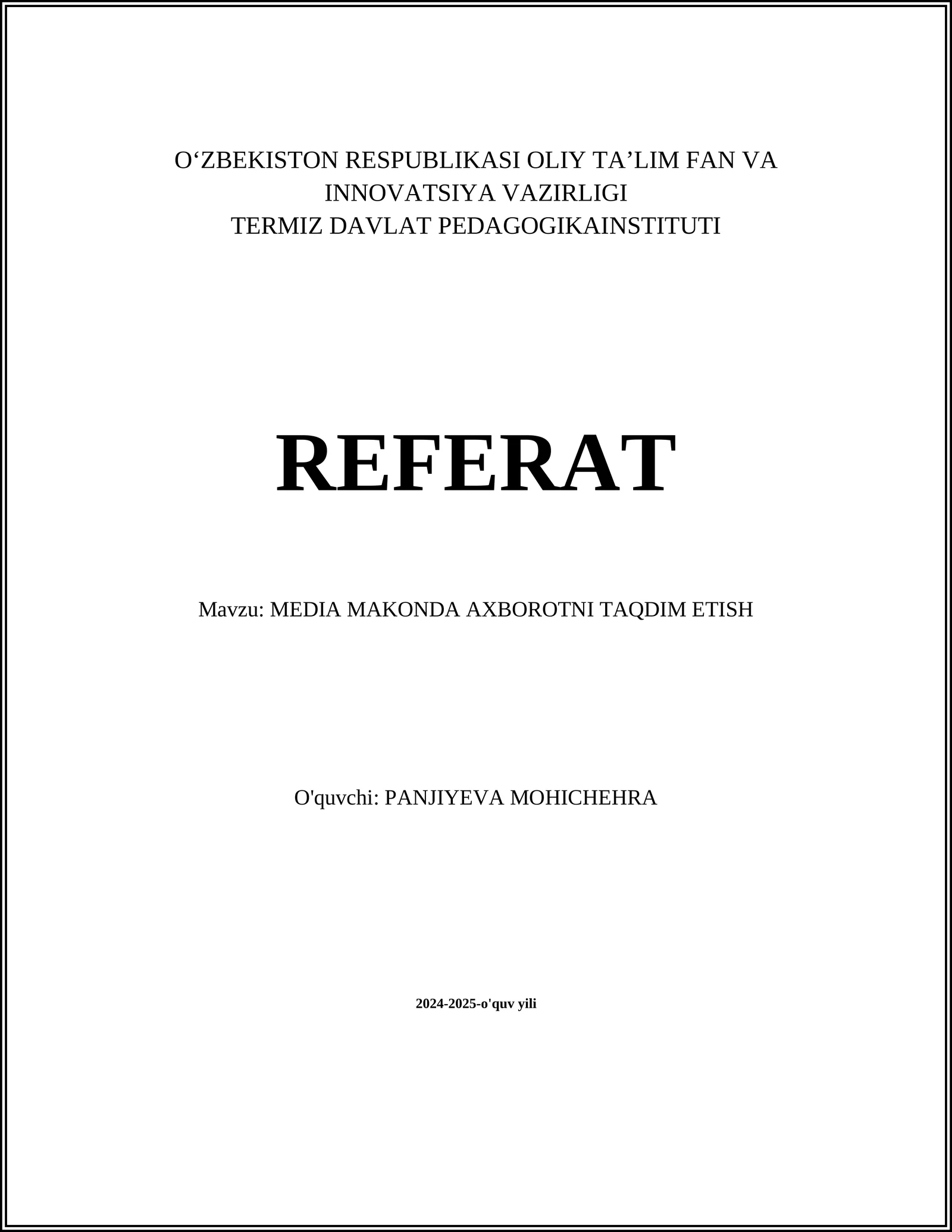 MEDIA MAKONDA AXBOROTNI TAQDIM ETISH