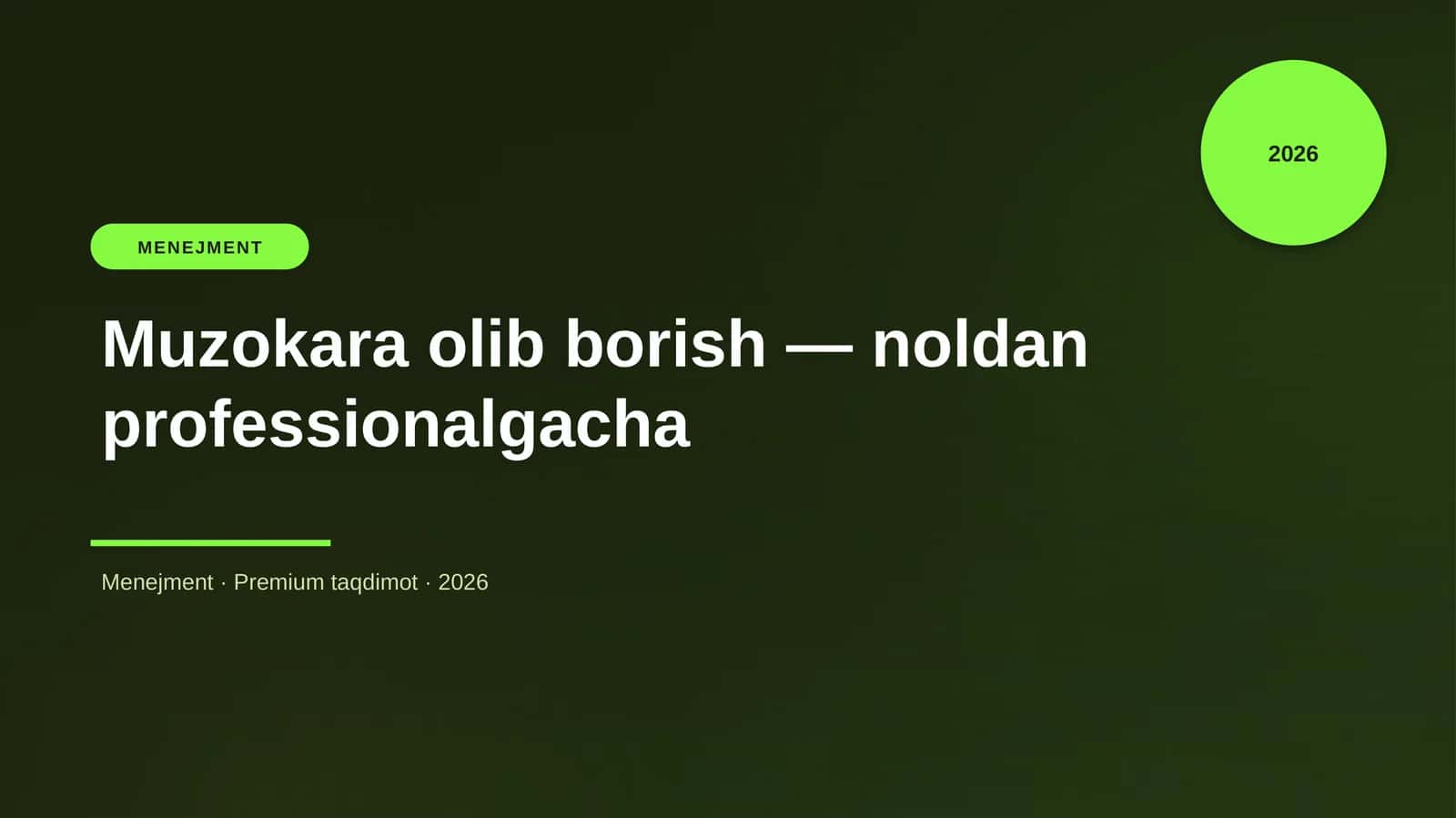 Muzokara olib borish — noldan professionalgacha