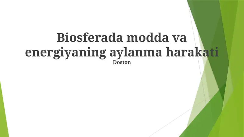 Biosferada modda va energiyaning aylanma harakati