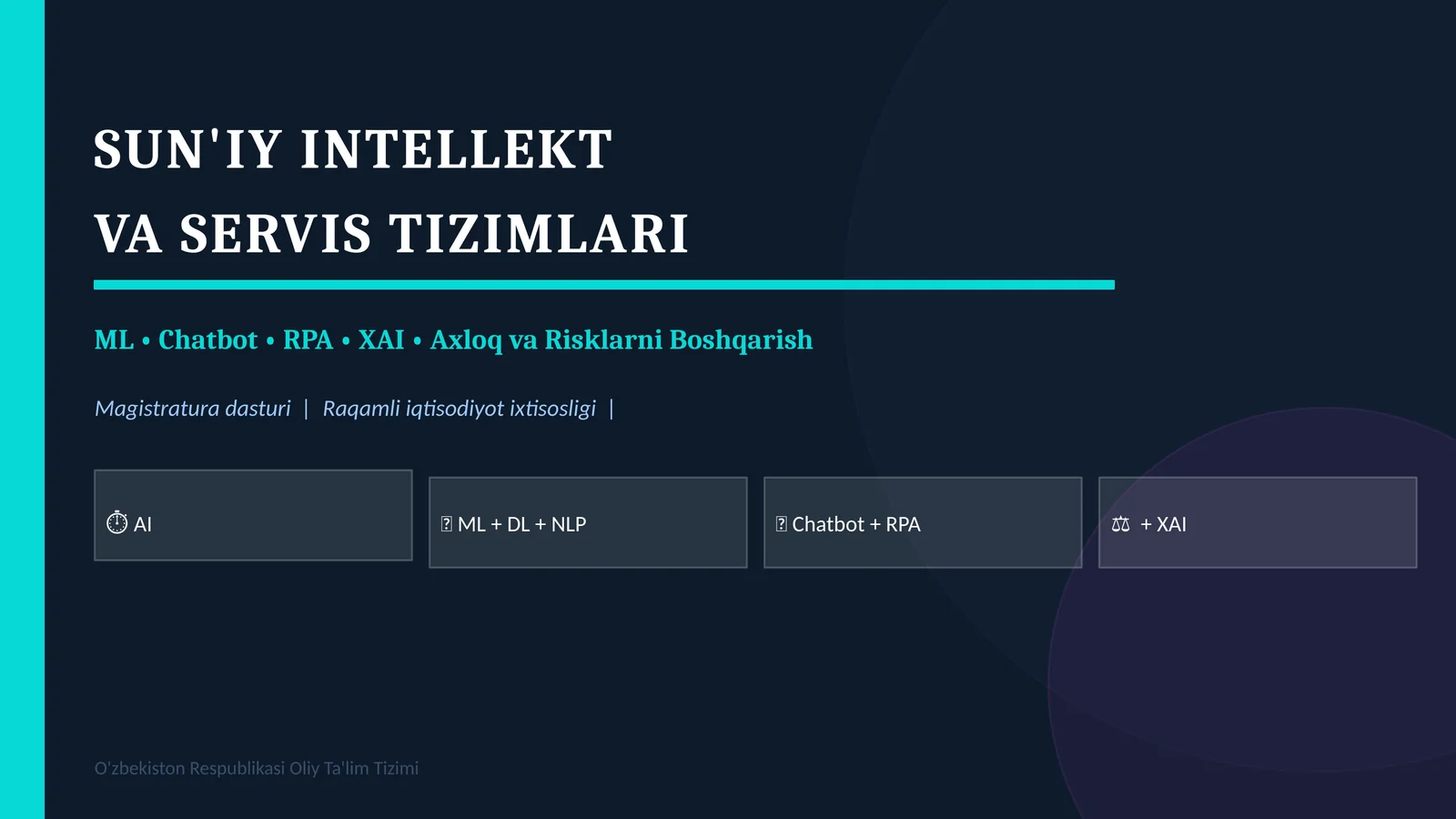SUN'IY INTELLEKT VA SERVIS TIZIMLARI