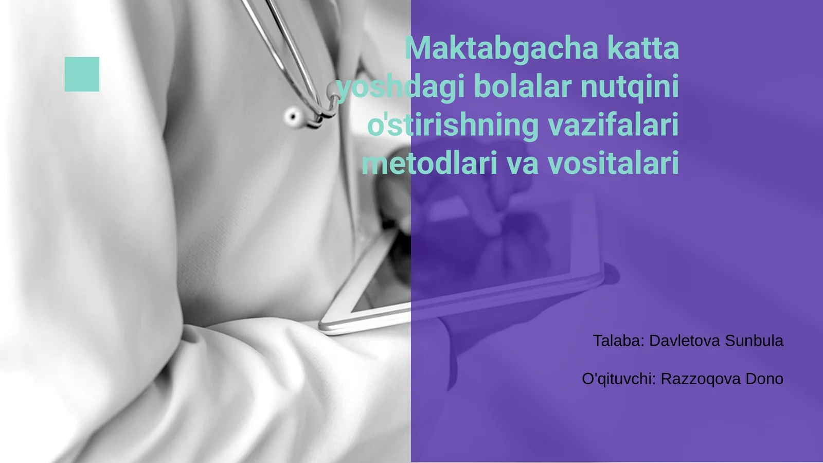 Maktabgacha katta yoshdagi bolalar nutqini o'stirishning vazifalari metodlari va vositalari