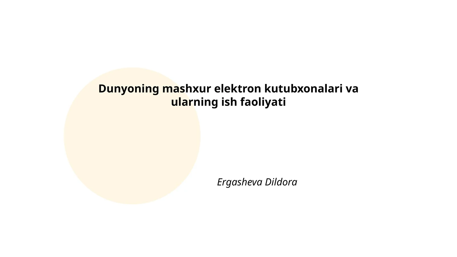 Dunyoning mashxur elektron kutubxonalari va ularning ish faoliyati