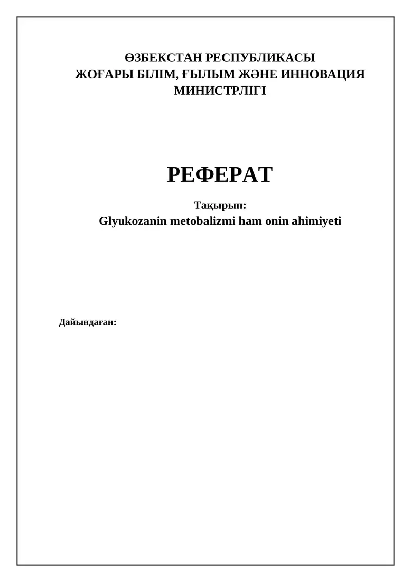 Glyukozanin metobalizmi ham onin ahimiyeti