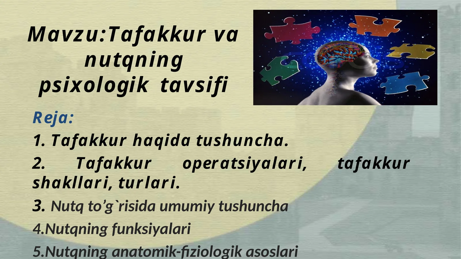 Tafakkur va nutqning psixologik tavsifi