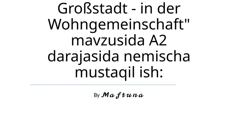 Wohnen in der Großstadt - in der Wohngemeinschaft