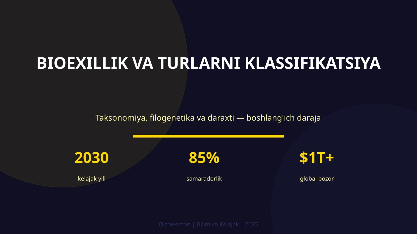 BIOEXILLIK VA TURLARNI KLASSIFIKATSIYA