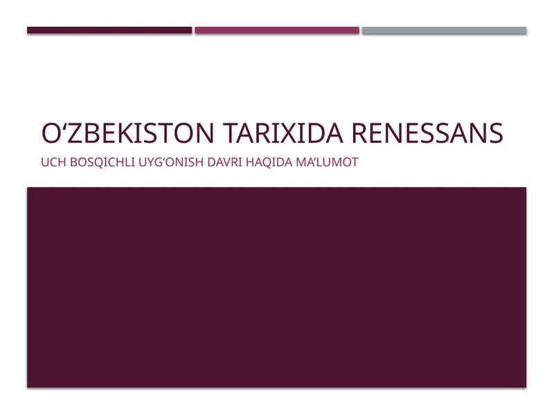 O‘zbekiston tarixida Renessans