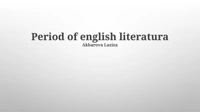 Period of English Literature