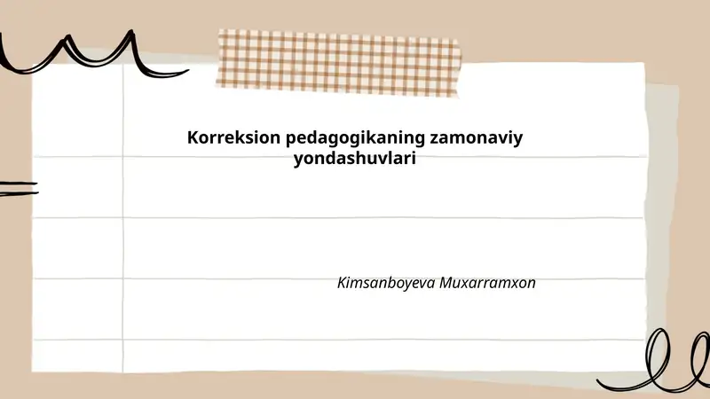 Korreksion pedagogikaning zamonaviy yondashuvlari