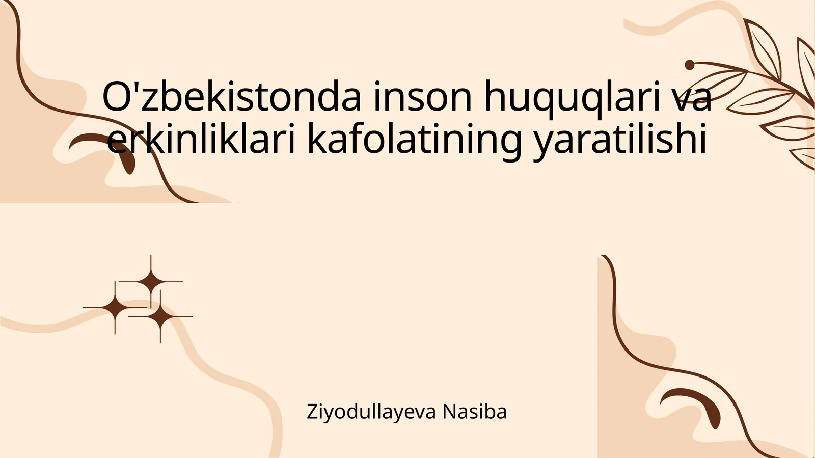 O'zbekistonda inson huquqlari va erkinliklari kafolatining yaratilishi