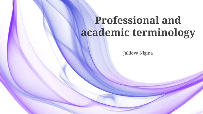 Professional and academic terminology