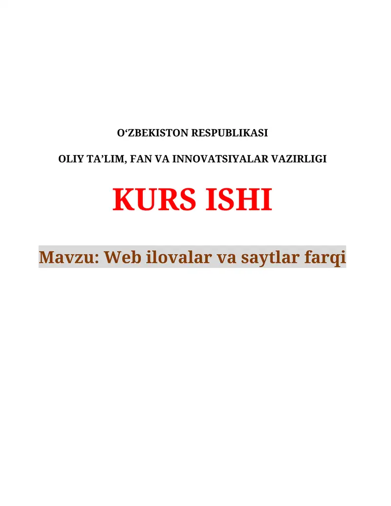 Web ilovalar va saytlar farqi