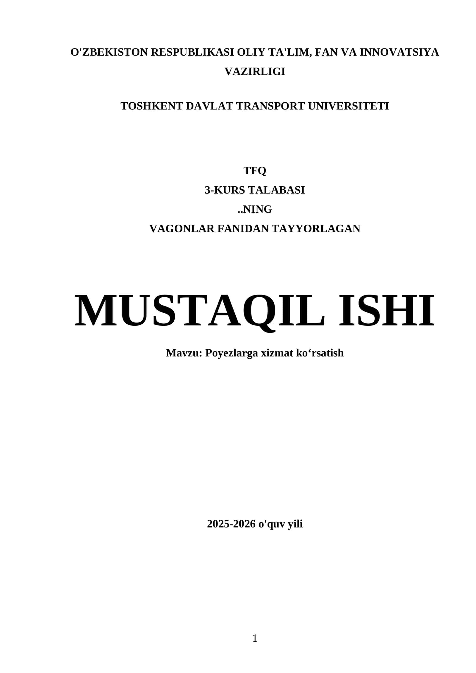 Poyezlarga xizmat koʻrsatish