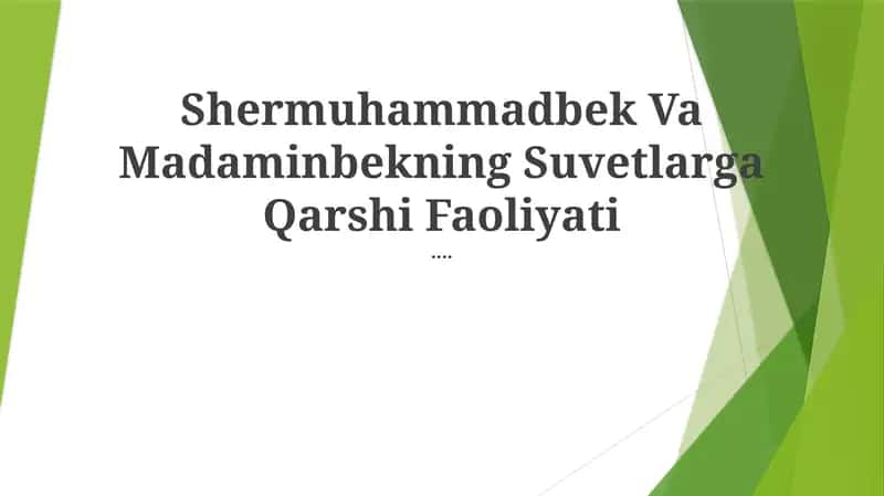 Shermuhammadbek Va Madaminbekning Suvetlarga Qarshi Faoliyati