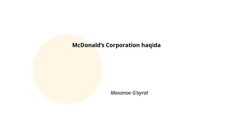 McDonald’s Corporation haqida