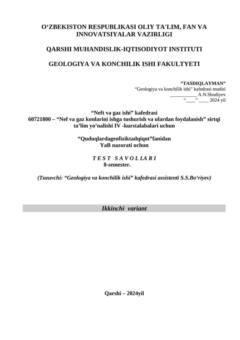 Nef va gaz konlarini ishga tushurish va ulardan foydalanish