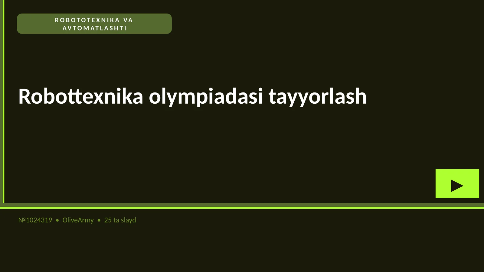 ROBOTOTEXNIKA VA AVTOMATLASHTI
