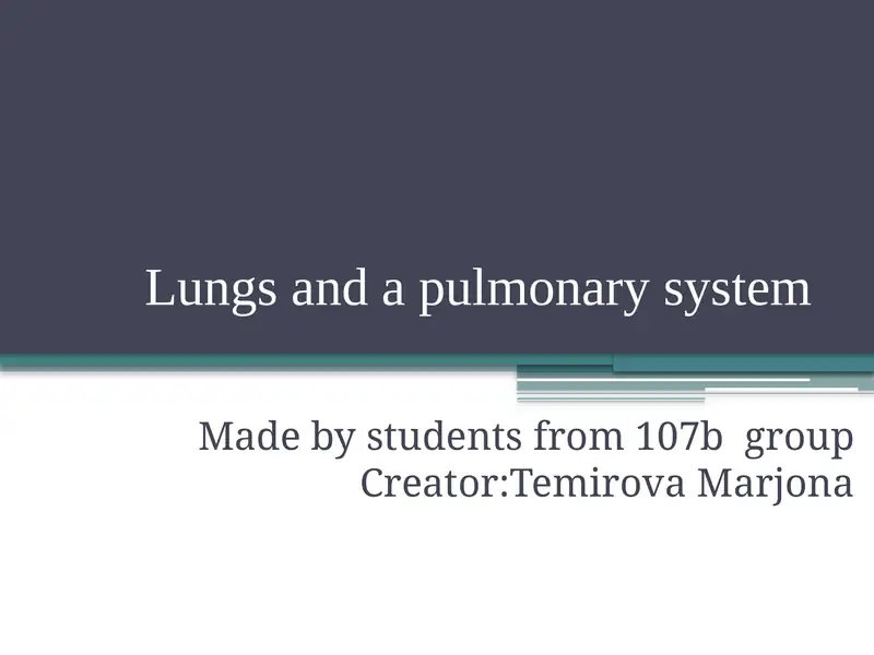 Lungs and a pulmonary system