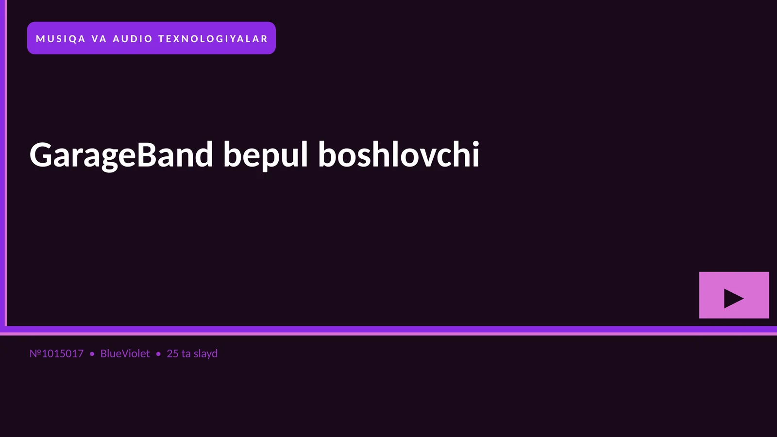 MUSIQA VA AUDIO TEXNOLOGIYALAR