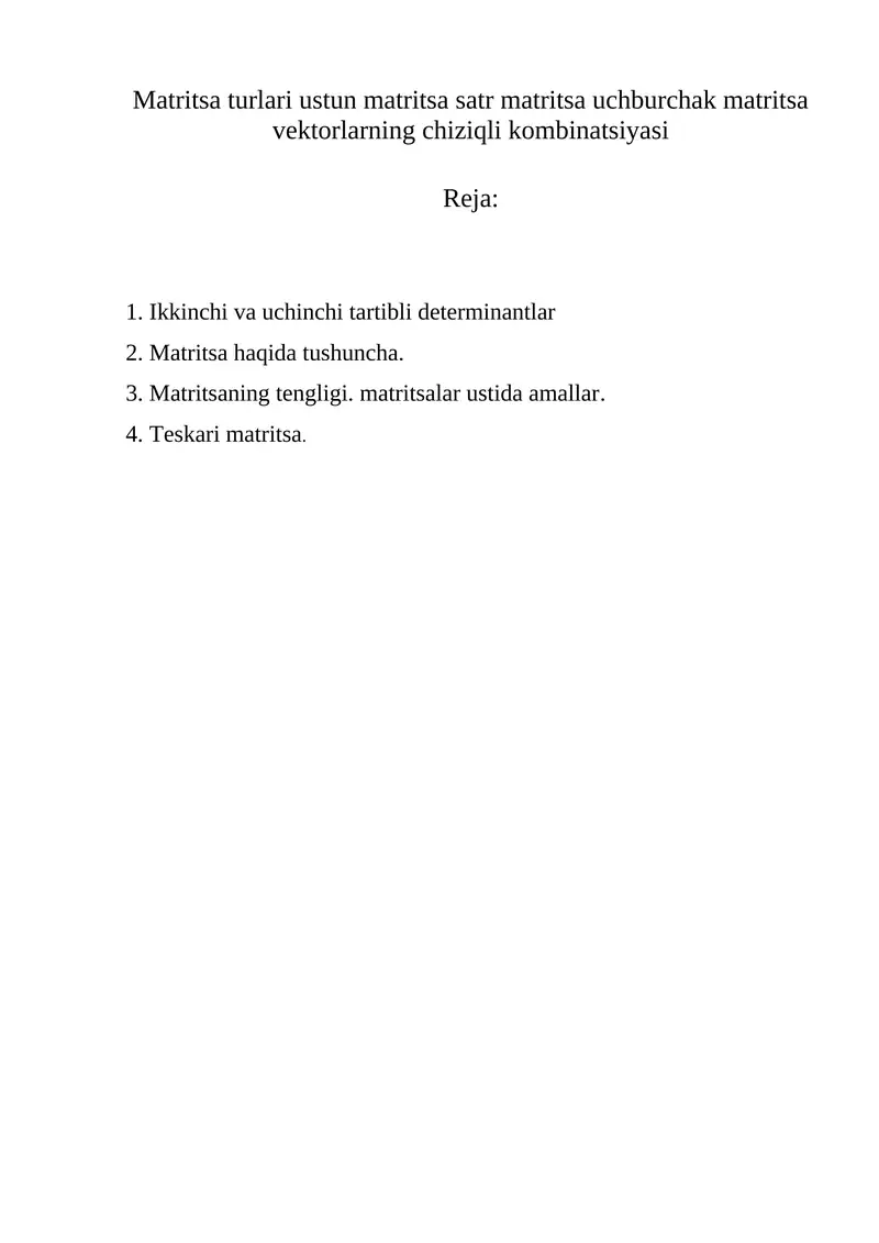 Matritsa Turlari