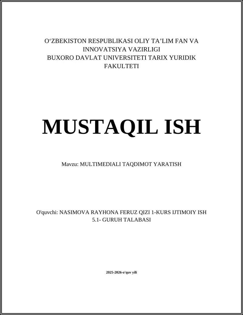 MULTIMEDIALI TAQDIMOT YARATISH