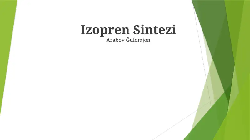 Izopren Sintezi