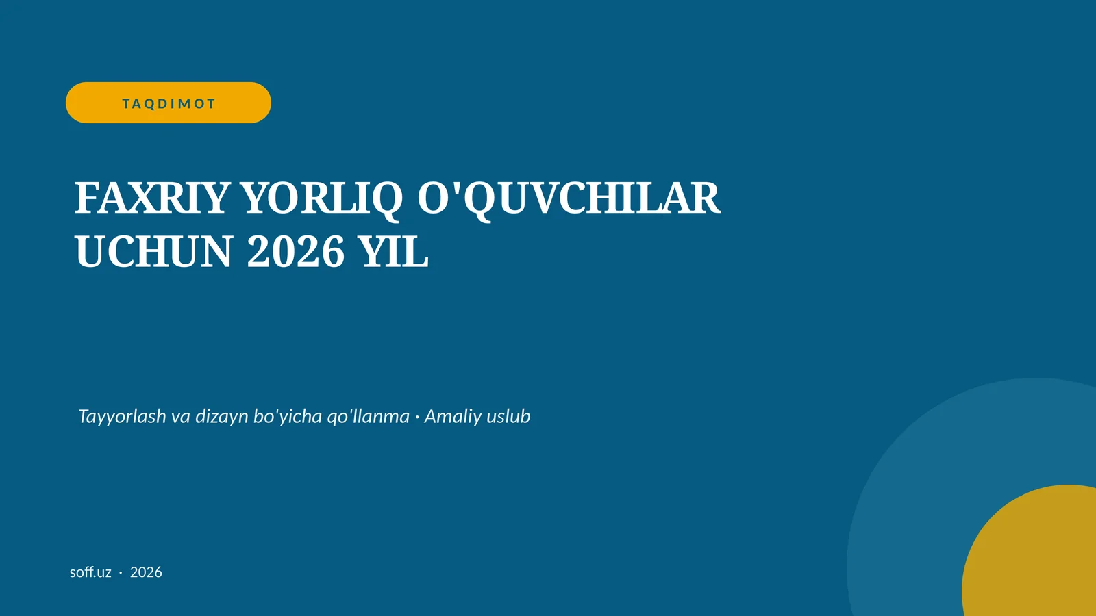 Faxriy yorliq o'quvchilar uchun 2026 yil