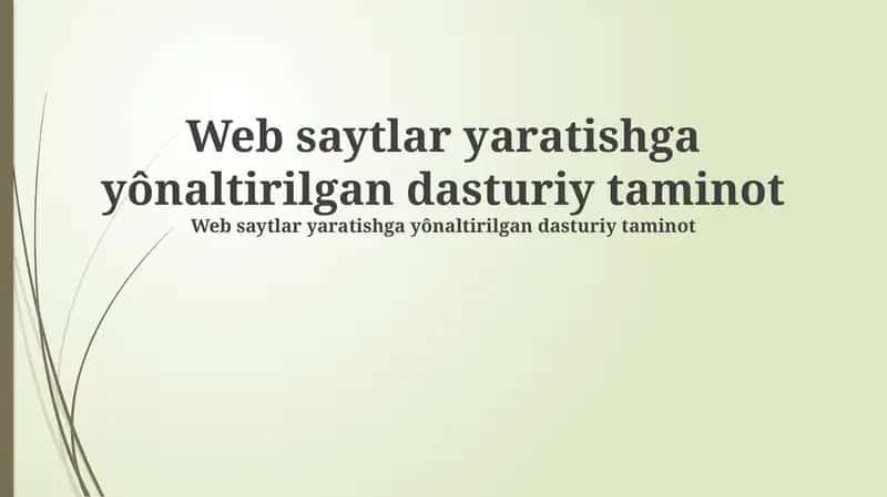 Veb-saytlar yaratishga yönaltirilgan dasturiy taminot