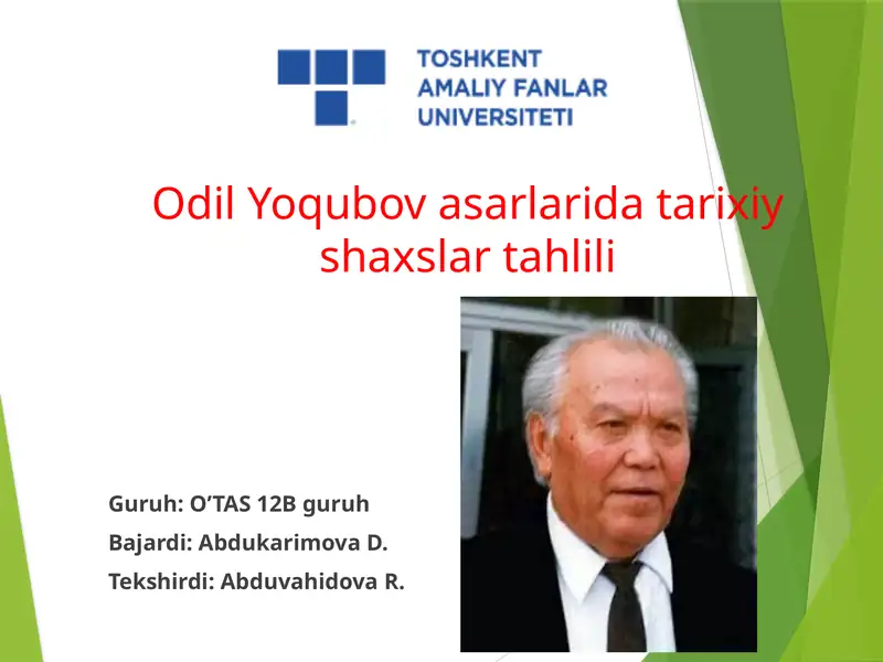 Odil Yoqubov asarlaridagi tarixiy shaxslar tahlili