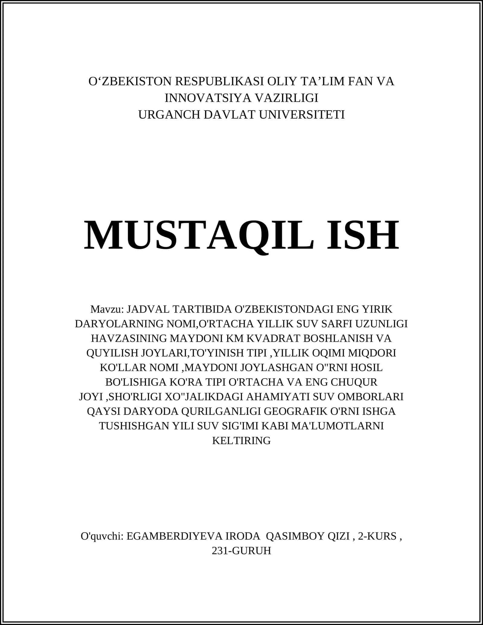 O‘zbekistondagi eng yirik daryolar
