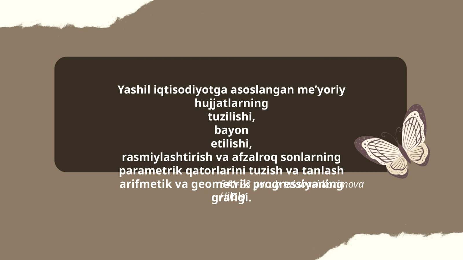Yashil iqtisodiyotga asoslangan me’yoriy