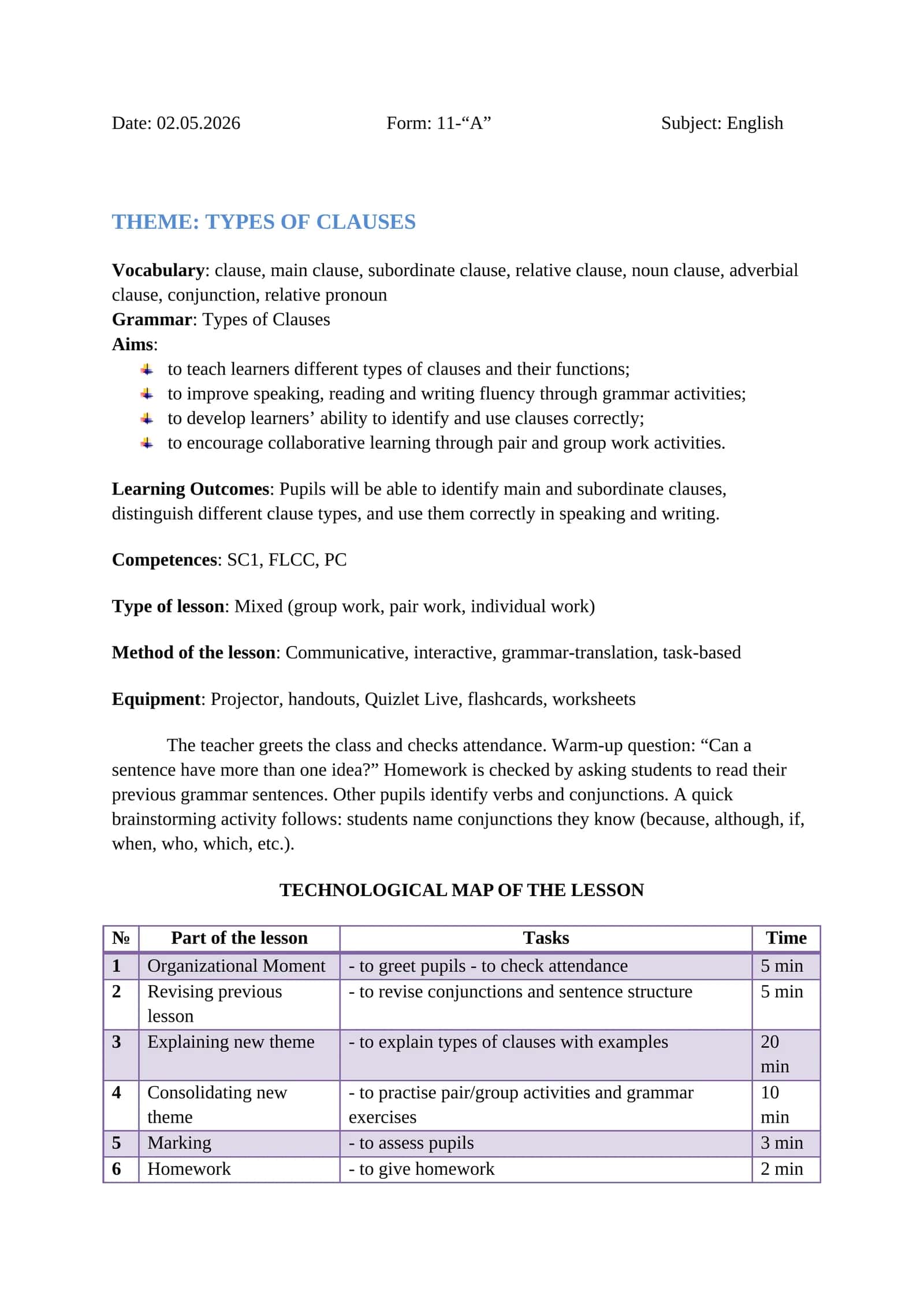 TYPES OF CLAUSES