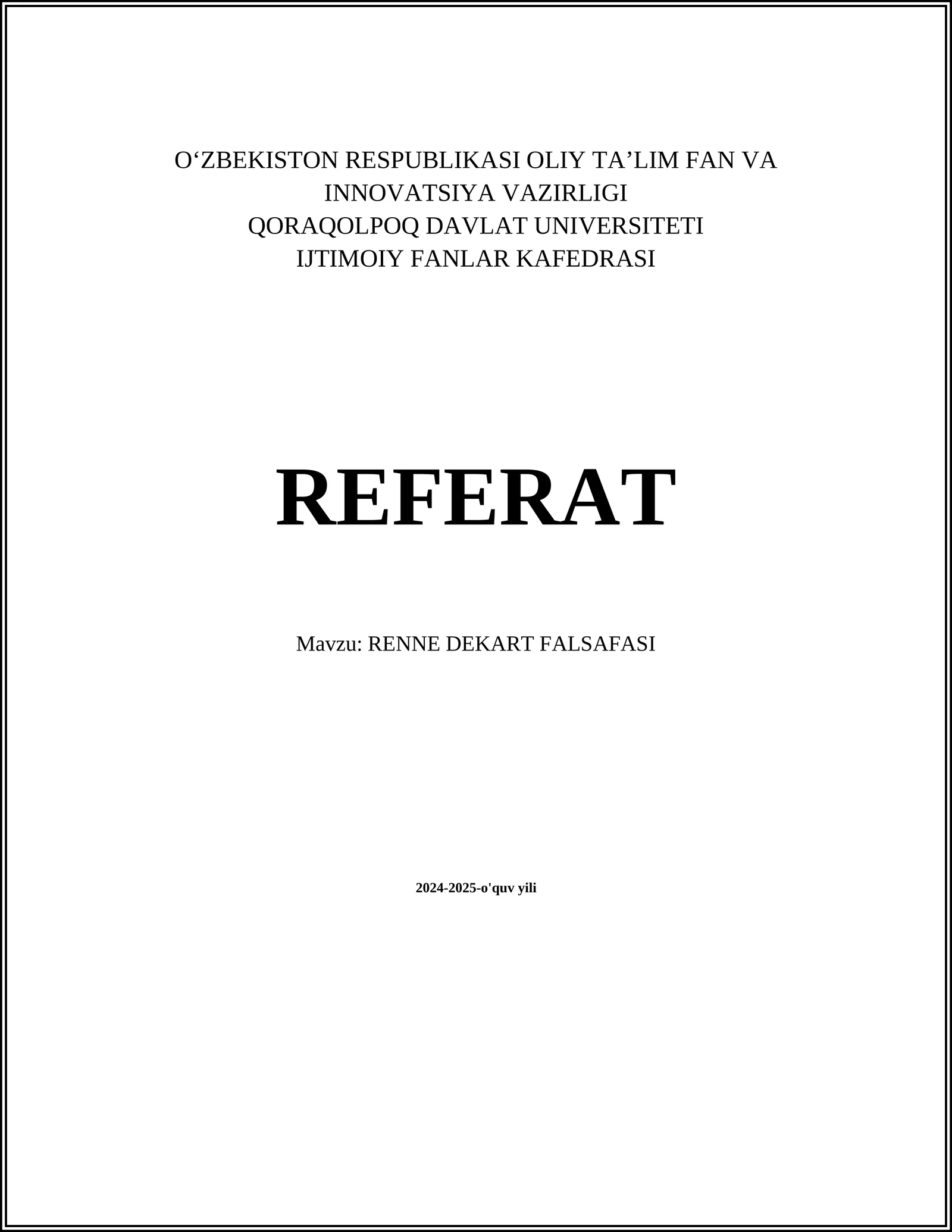 RENNE DEKART FALSAFASI