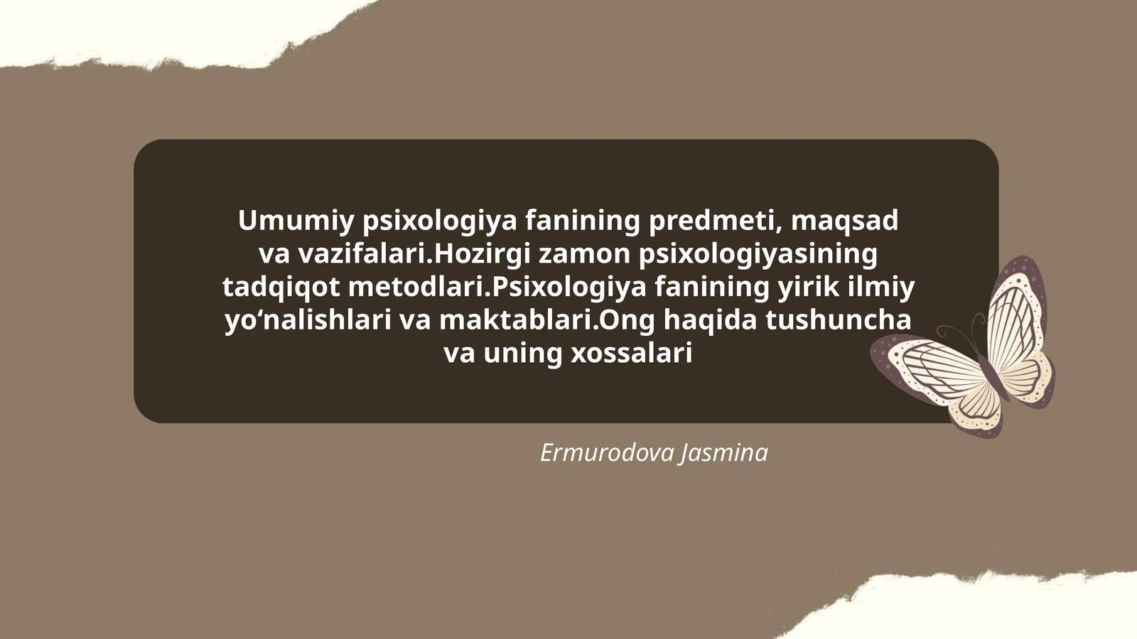 Umumiy Psixologiya Fanining Predmeti