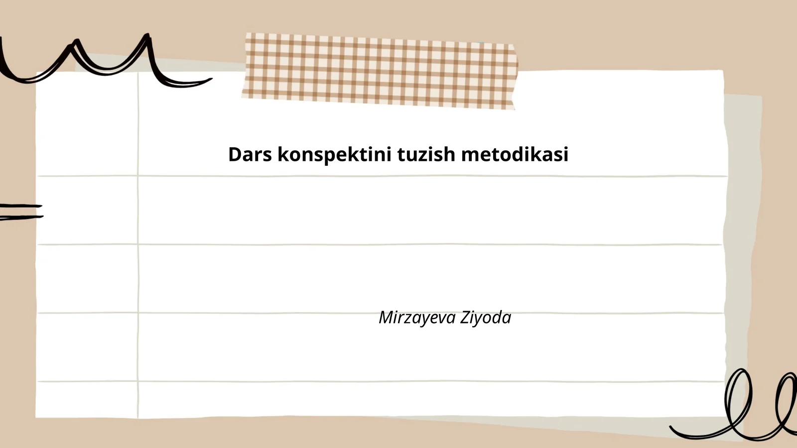 Dars konspektini tuzish metodikasi