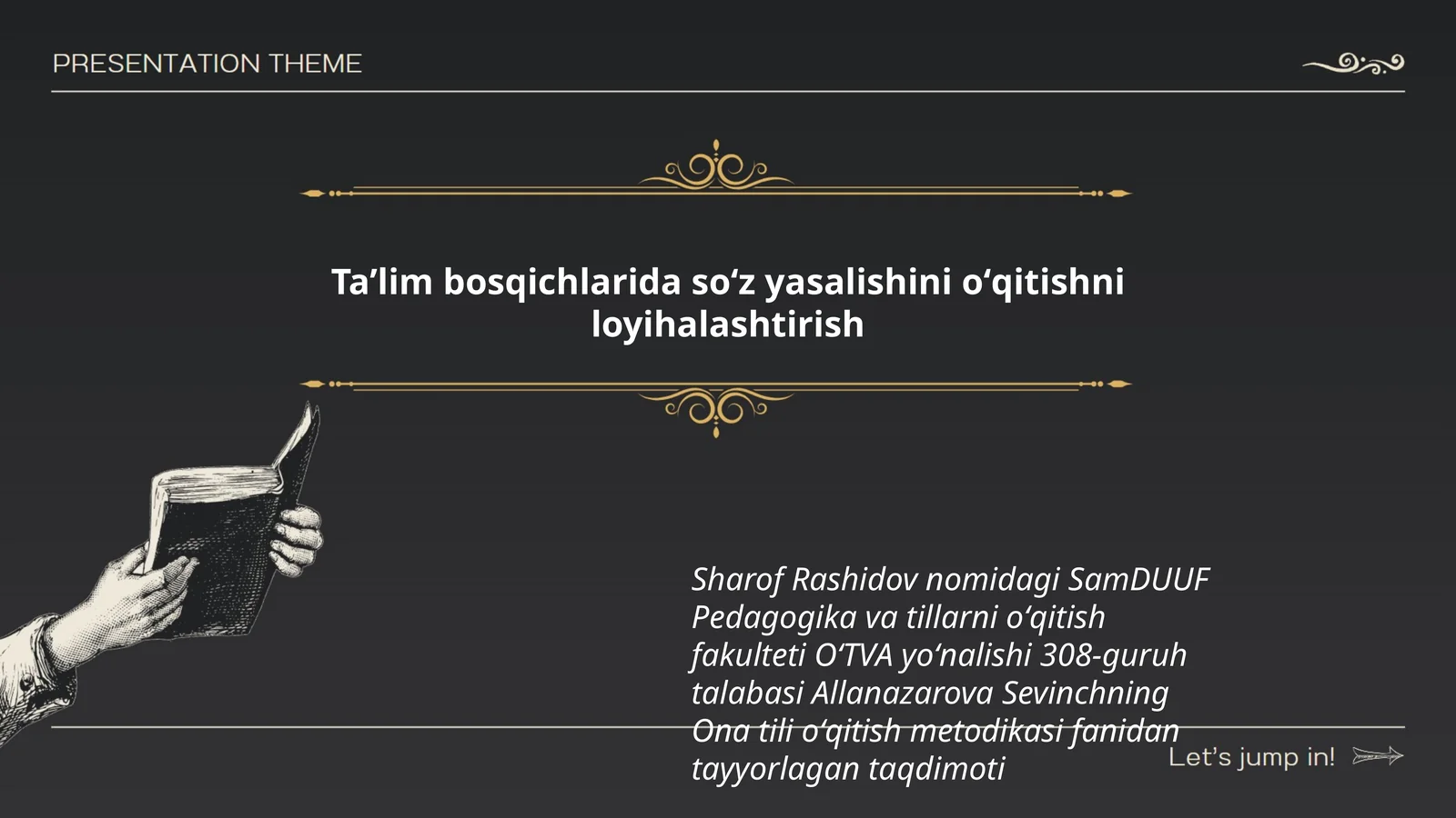 Sevinchning Ona tili oʻqitish metodikasi fanidan tayyorlagan taqdimoti