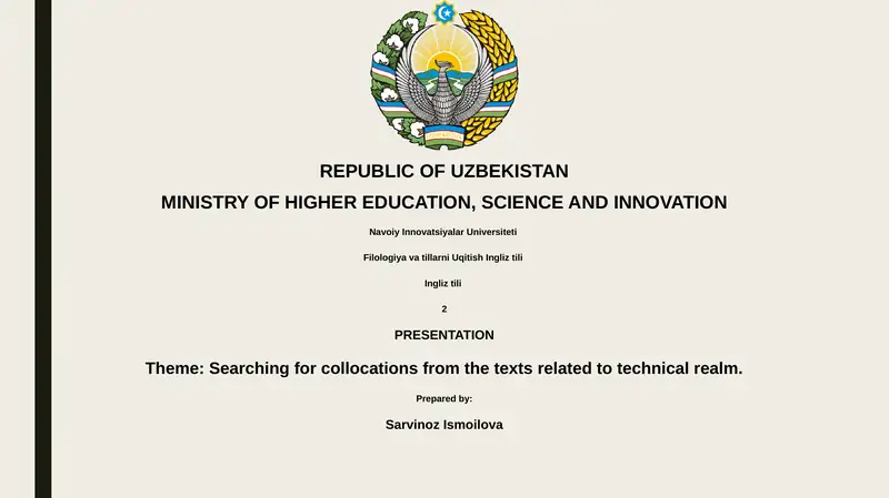 Searching for collocations from the texts related to technical realm