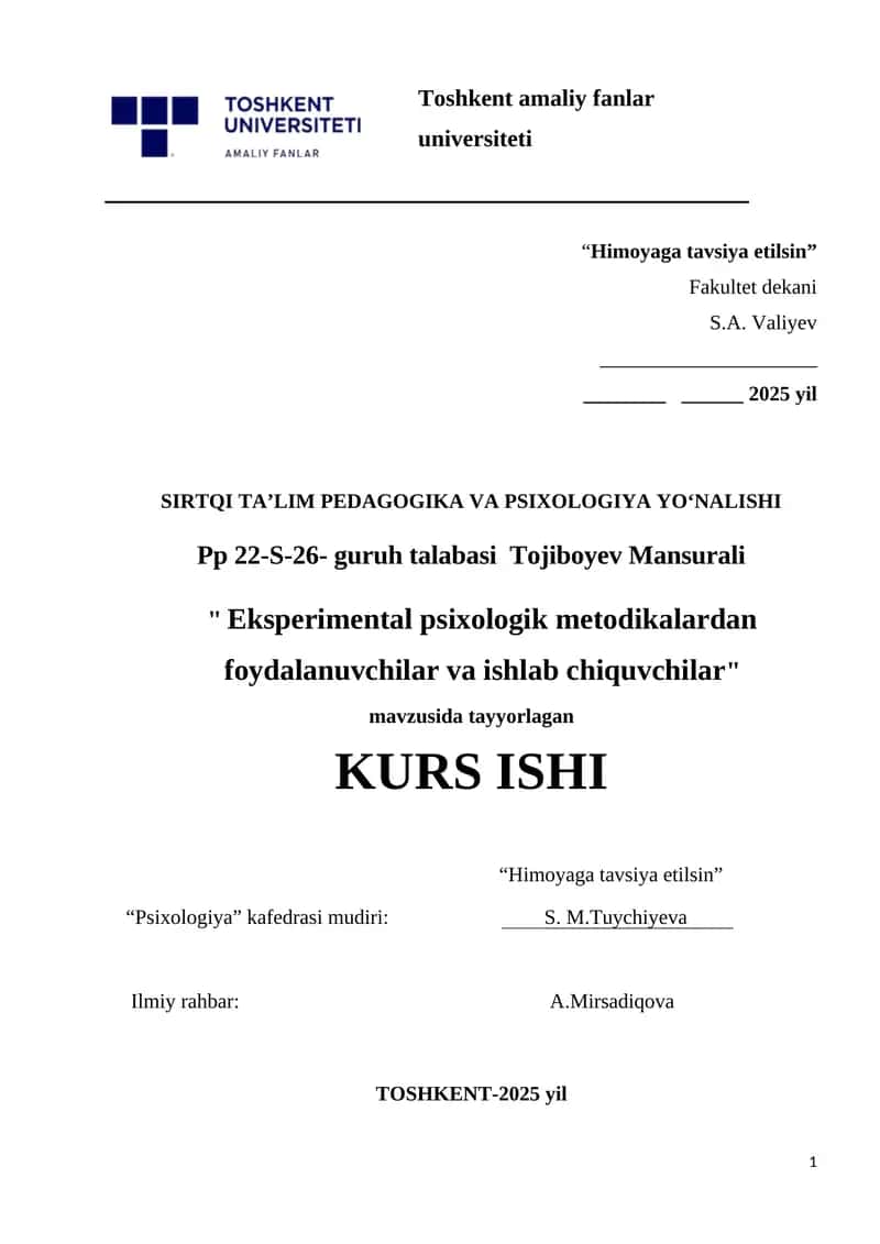 SIRTQI TA’LIM PEDAGOGIKA VA PSIXOLOGIYA YO‘NALISHI