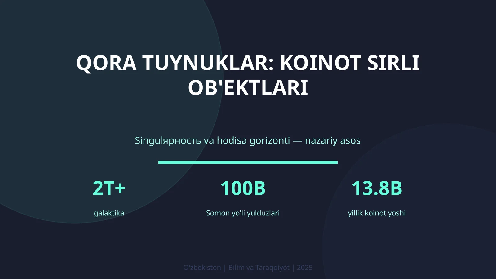 Qora tuynuklar: koinot sirli ob'ektlari