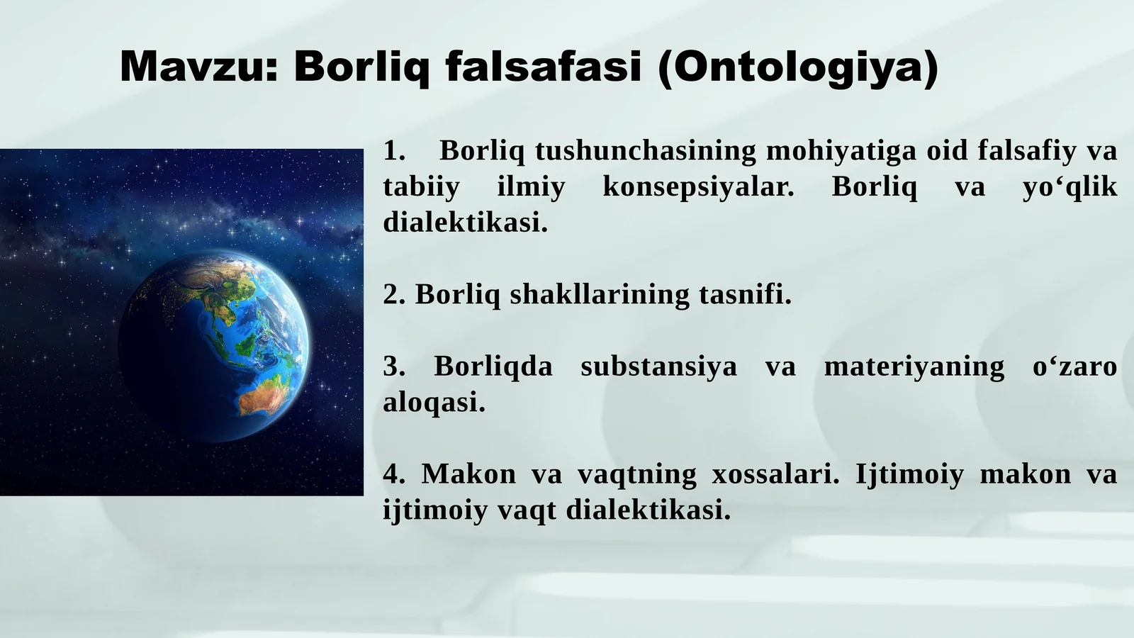 Borliq falsafasi(Ontologiya)