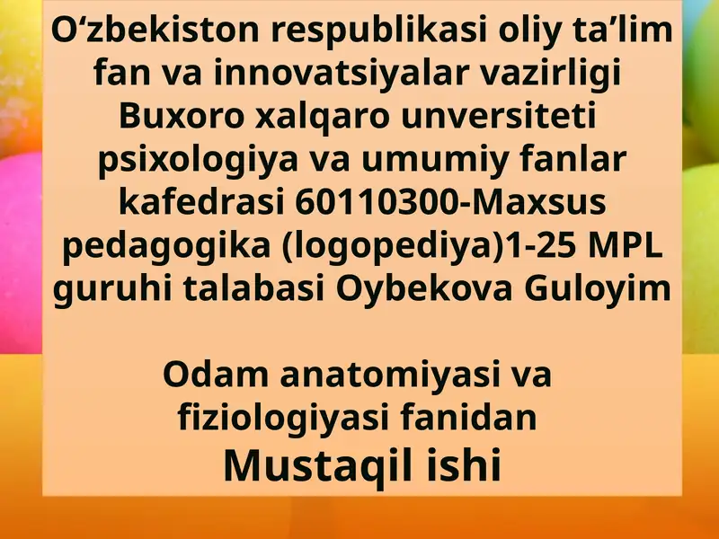 ONTOGENEZ EMBRIONAL TARAQQIYOTNING XUSUSIYATLARI