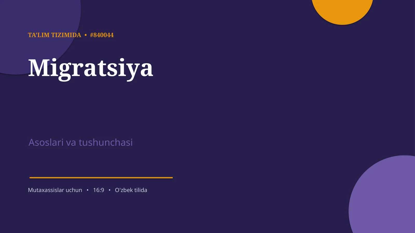 Migratsiya Asoslari va Tushunchasi