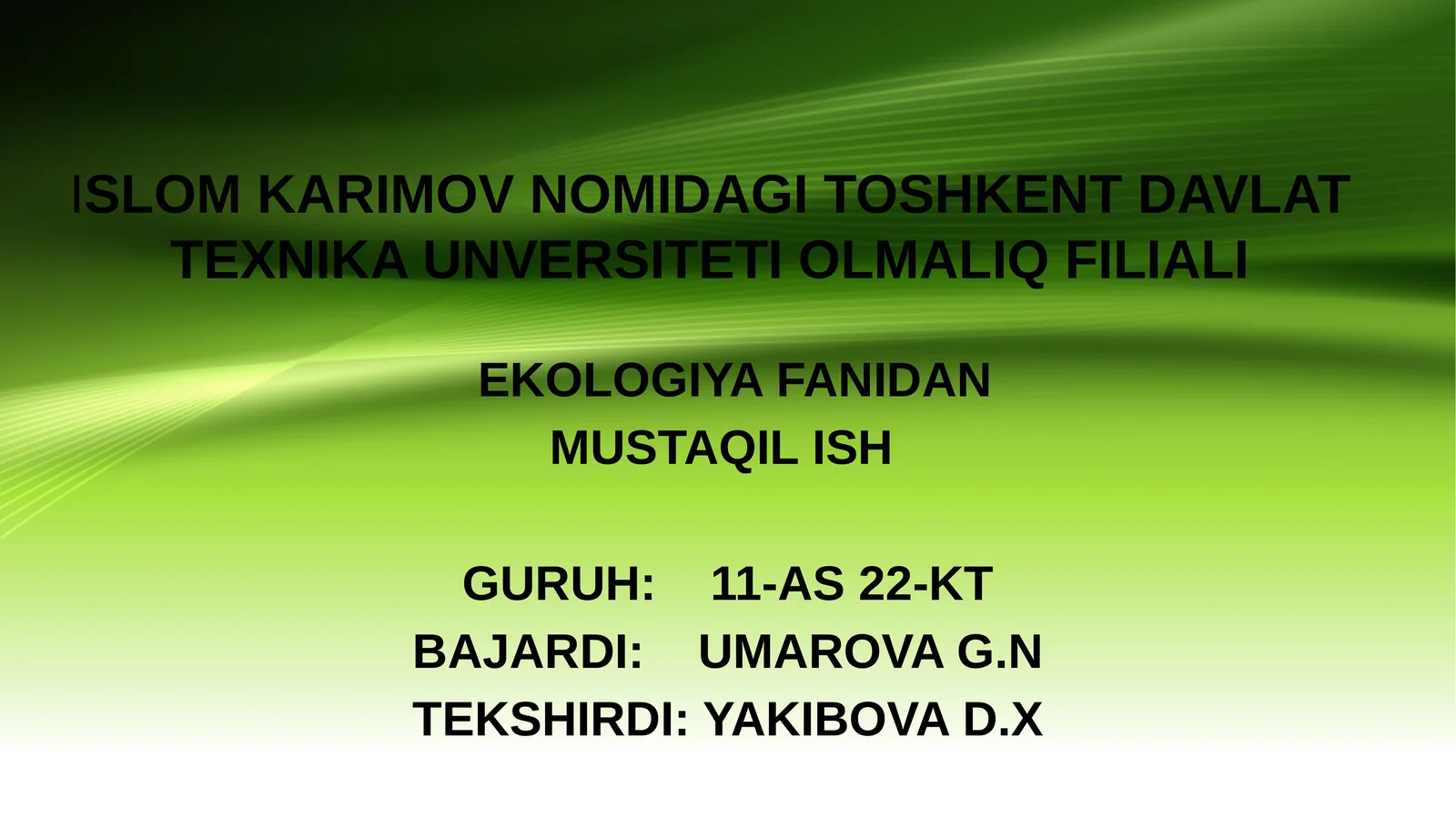 EKOLOGIYA VA DEMOGRAFIYA