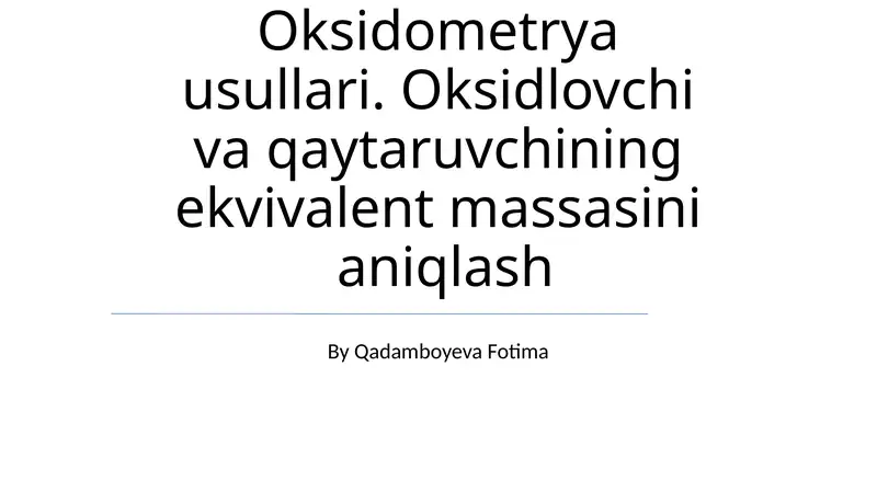 Oksidometrya usullari