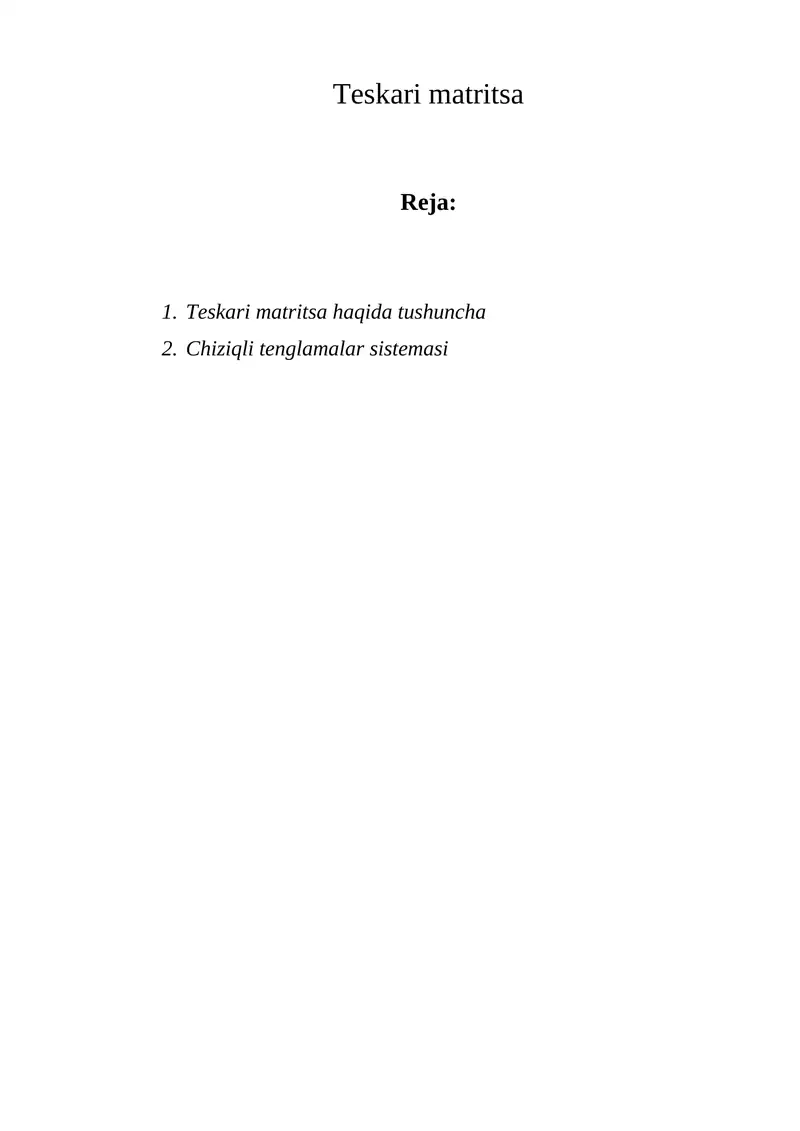 Teskari matritsa