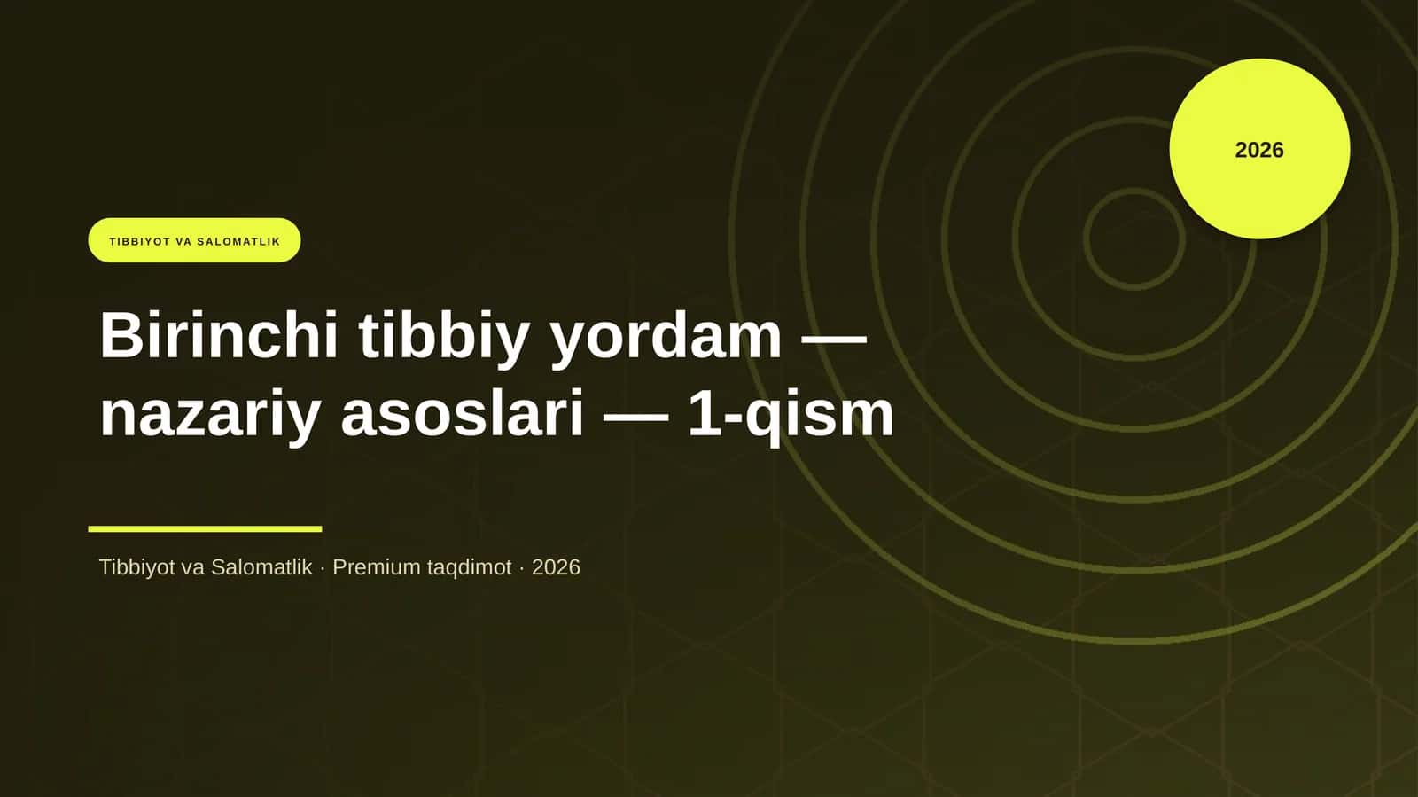 Birinchi tibbiy yordam — nazariy asoslari — 1-qism
