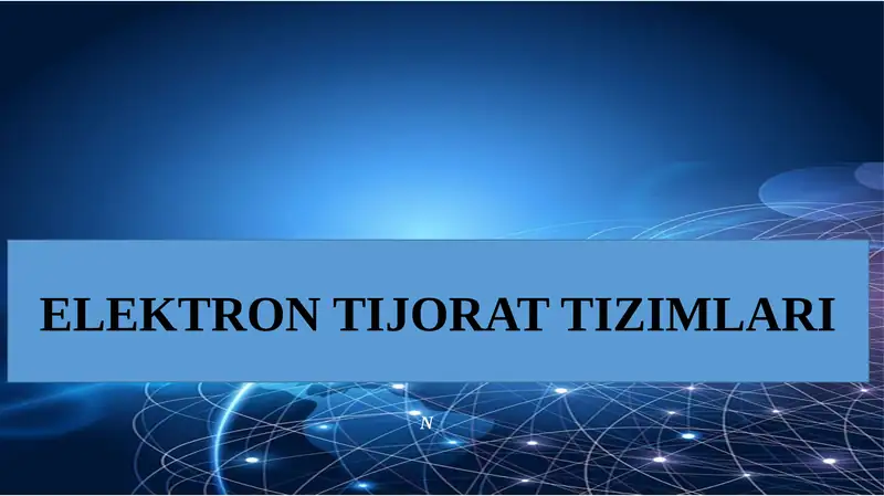 ELEKTRON TIJORAT TIZIMLARI