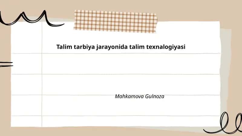 Ta'limda Zamonaviy Texnologiyalar