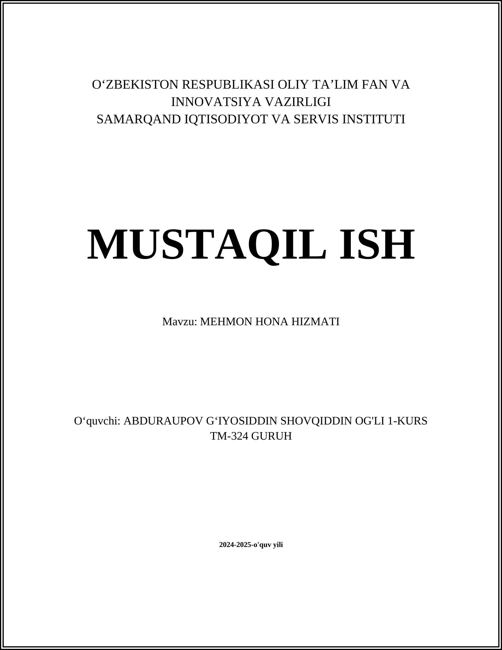 MEHMON HONA HIZMATI