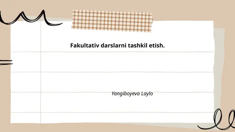 Fakultativ darslarni tashkil etish